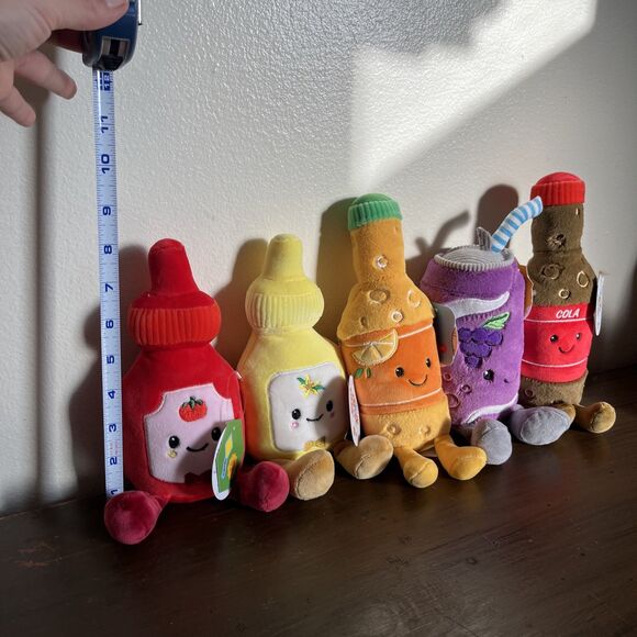 GIGGLE SCAPE Lot Of 5 Food Plush Soda Ketchup Vanilla Grape Soda Cola- BRAND NEW - Picture 4 of 7